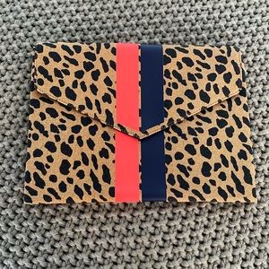 Leopard Print Clutch with Red and Black Accents
